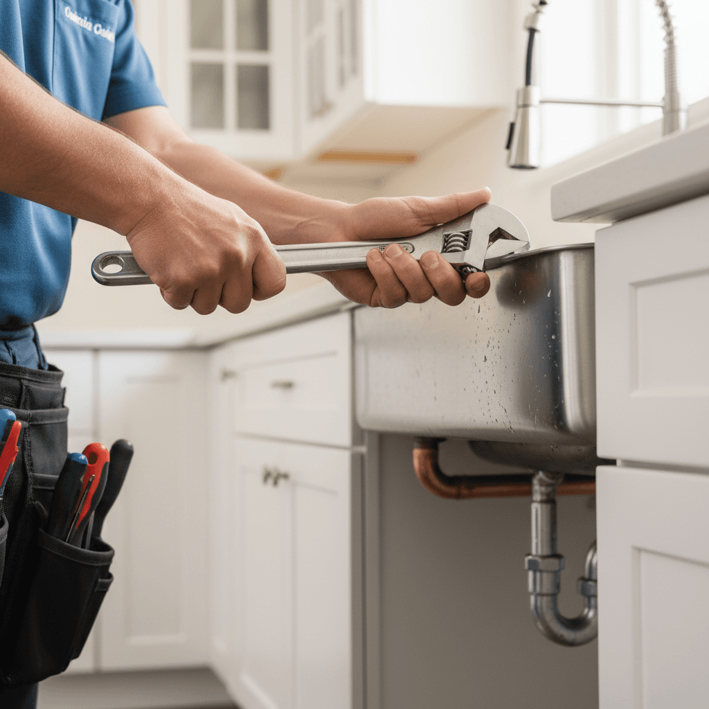 Plumber performing maintenance work
