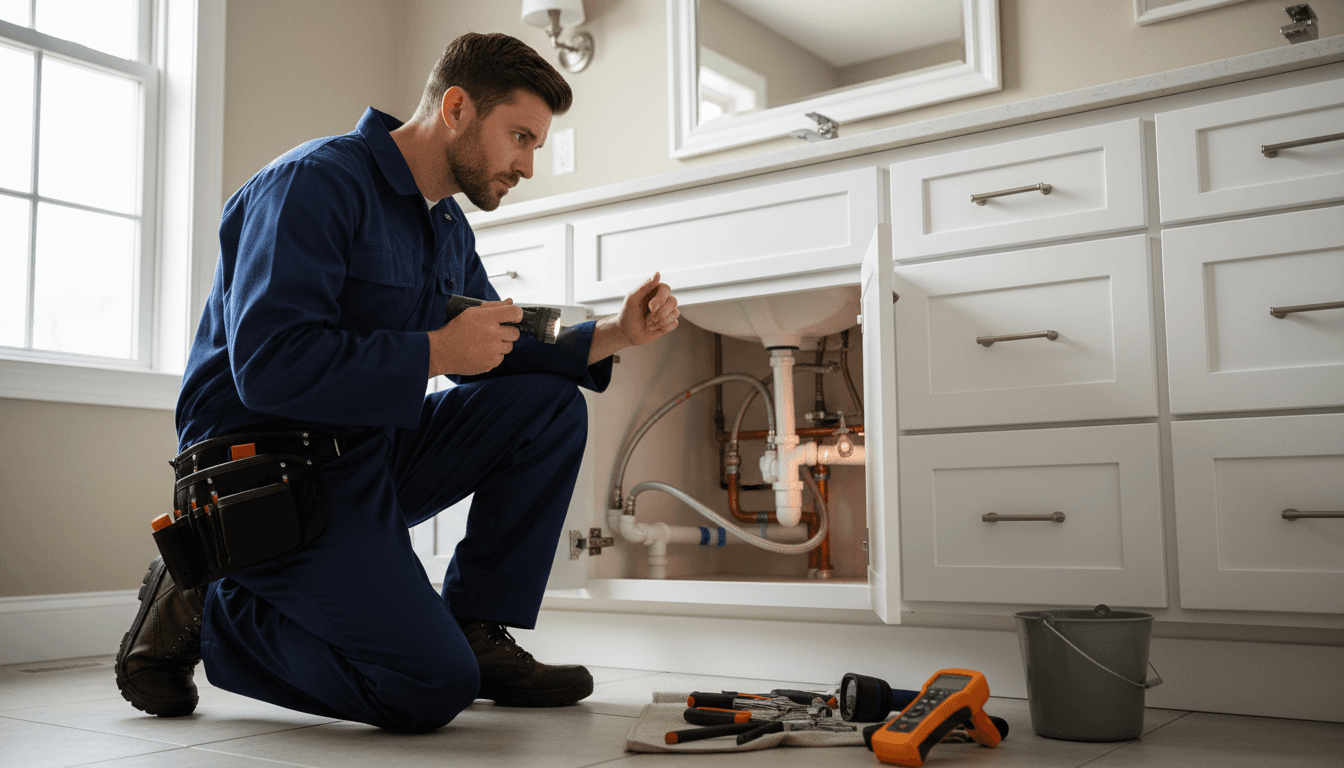 Plumber performing repair work
